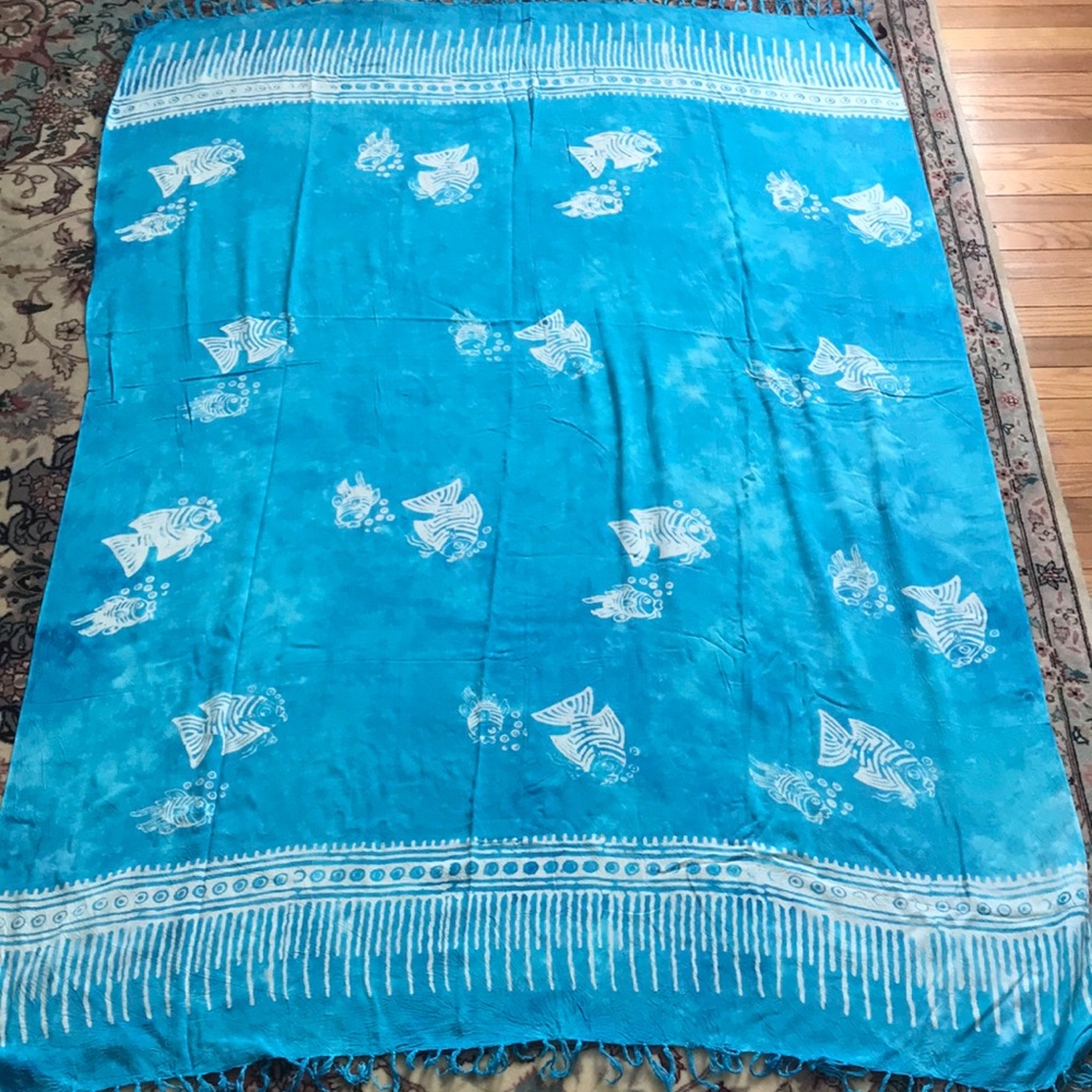 Batik Swim Sarong With Fish Hand Died and Crafted